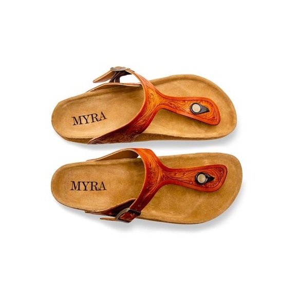 Myra Crockler Western Hand-Tooled Sandals Leather Various Sizes NWT New - Picture 6 of 8